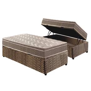 Cama Box Baú Solteiro: Colchão Anatômico Paropas D33 / EP Confort Ultra Firme + Base CRC Suede Clean(88x188)
