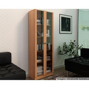Armário de Escritório ME4115 c/ 2 Portas c/ Vidro Amêndoa - Tecno Mobili