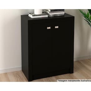 Balcão de Escritório ME4103 c/ 2 Portas Preto - Tecno Mobili