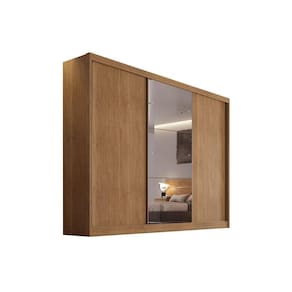 Guarda Roupa Casal 3 Portas de Correr e 8 Gavetas c/ Espelho Natus/Duna Freijo Cumaru - Novo Horizonte