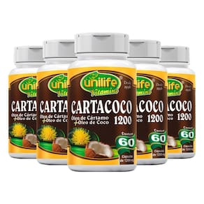 Kit 5 Cartacoco óleo De Cartamo E Coco Unilife 60 Cápsulas