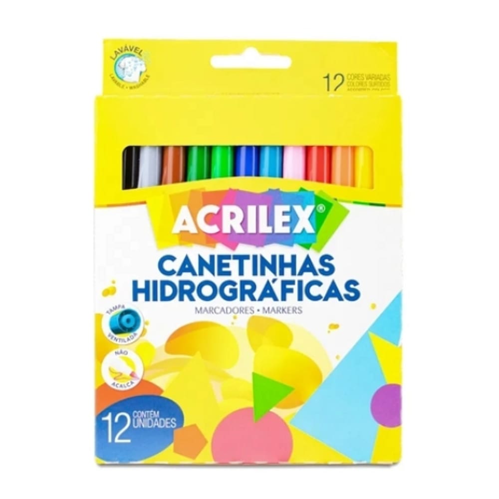 Canetinha Hidrográfica 12 Cores - ACRILEX