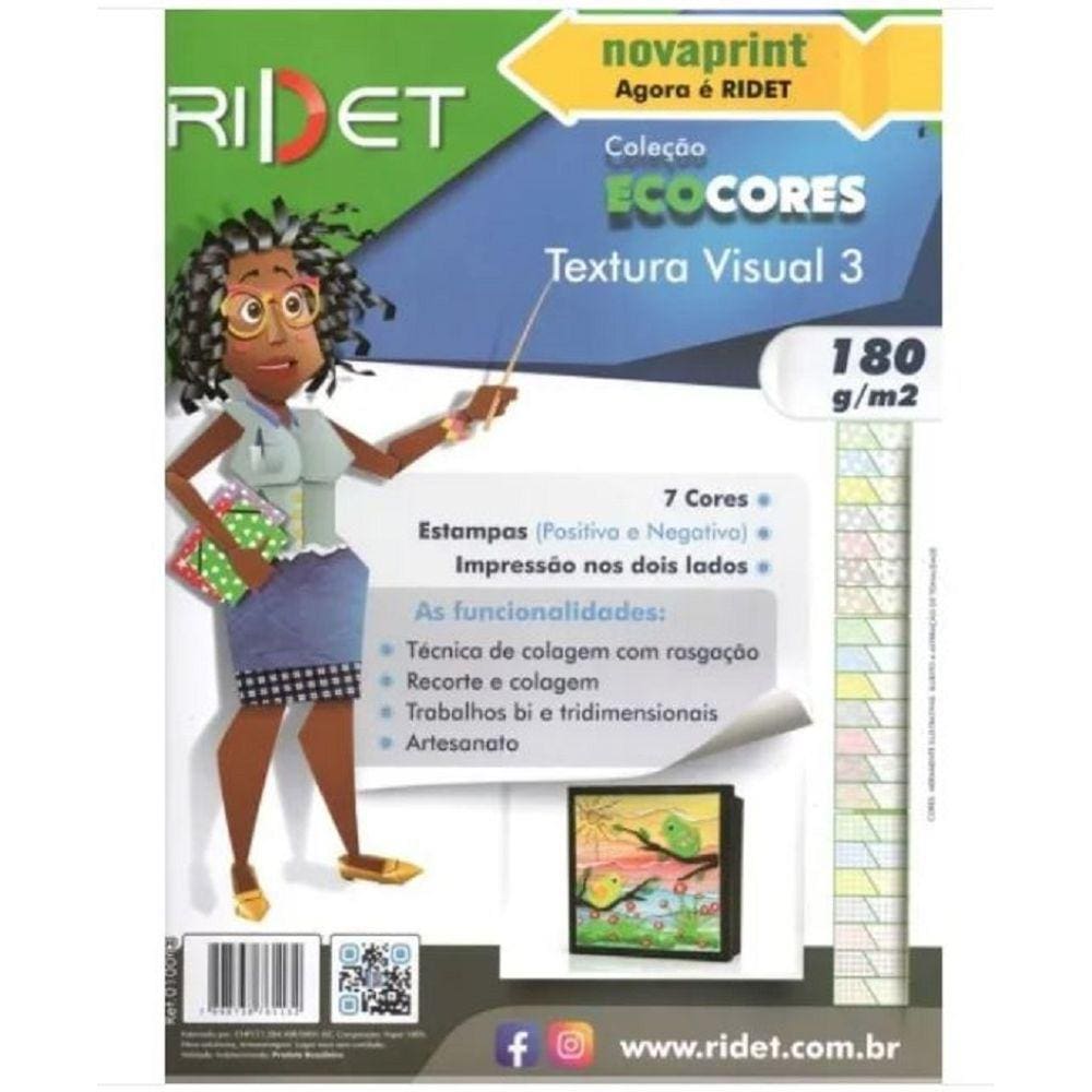Bloco Textura Visual 3 A4 7Cores 180g 36 FLS Novaprint RIDET