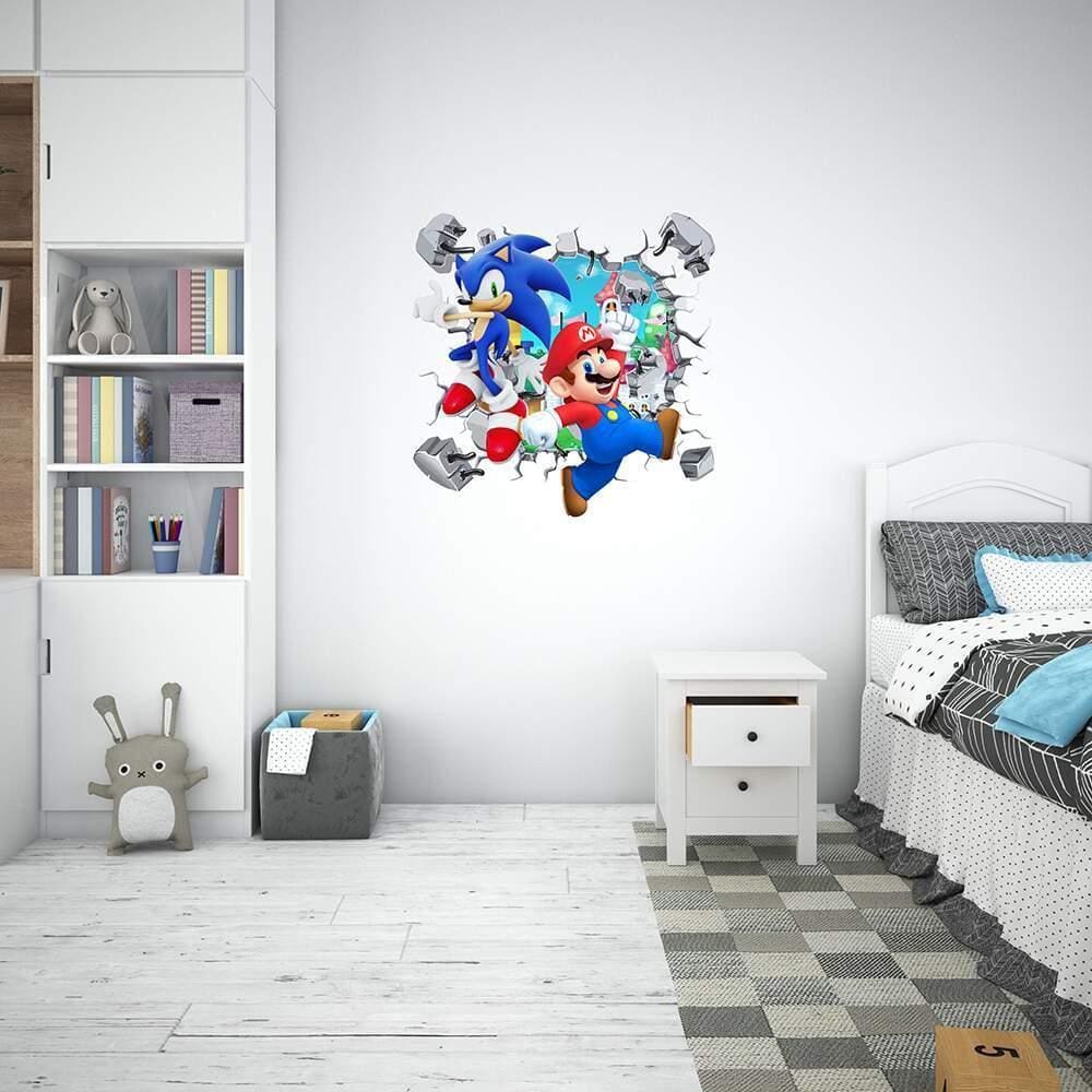 Adesivo De Parede Super Mario E Sonic