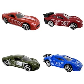 Kit c/4 Mini Veículos Die Cast Esportivo Verm+Vfos+Vde+AzBco
