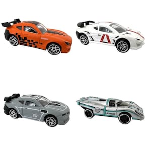Kit c/4 Mini Veículos Die Cast Esportivo Laranja+Bco+Cz+Prta