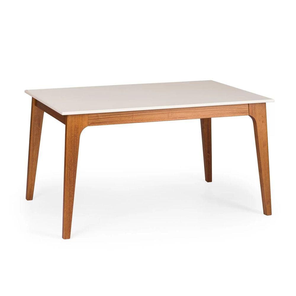 Mesa de Jantar 4 Lugares 138,5x93,4cm Club Artemobili Branco Pérola/Garapa