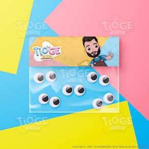 Olho Móvel Plástico Autoadesivo 12mm Cabelo Maluco Artesanato Boneca Bichinho 10 unid (5 Pares)