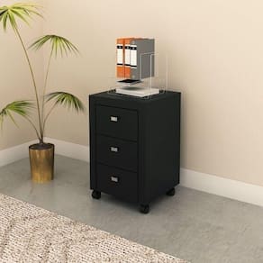 Gaveteiro 3 Gavetas Me4108 Tecno Mobili Preto