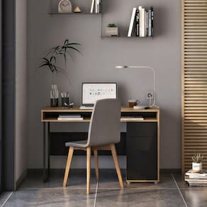 Escrivaninha 120cm 1 Porta 1 Gaveta Chicago Aveiro/Preto