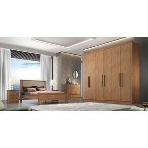 Guarda Roupa Casal 100% MDF 6 Portas 8 Gavetas - Linea-Cumaru - Móveis Novo Horizonte