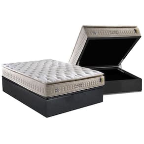 Cama Box Baú Casal: Colchão Molas MasterPocket Ensacadas Anjos Confortable + Base CRC Suede Gray(138x188)