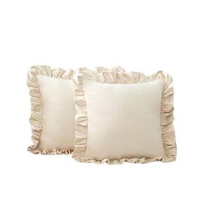 Kit 02 Capas De Almofadas Babado 45X45 - Premium Luxo Bege