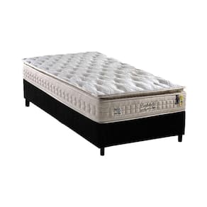 Cama Box Box Solteiro: Colchão Molas Anjos MasterPocket Ensacadas Confortable + Base CRC Suede Preto(96x203)