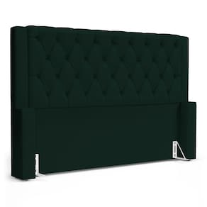 Cabeceira Cama Box Queen Size Atena 180cm Capitonê com Frame Veludo Verde Escuro - Desk Design