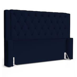Cabeceira Cama Box Queen Size Atena 180cm Capitonê com Frame Suede Azul Marinho - Desk Design