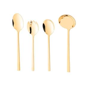 4 Talheres Wolff Firenze De Aço Inox Para Servir Dourado