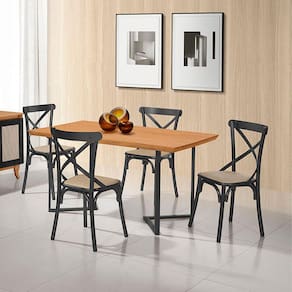 Conjunto Mesa Madeira Maciça Alice 1,20m com 4 Cadeiras Aço Karina Preto