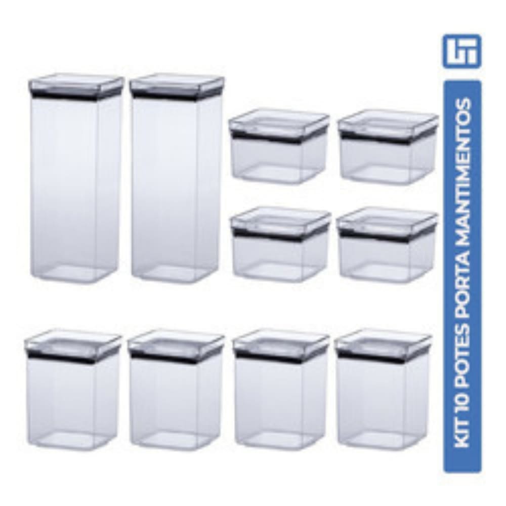 Kit B 10 Potes Quadrado Lumini