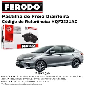 Pastilha de Freio Dianteira Ferodo Jeep Renegade / Compass / Fiat Toro HQF-2331/AC