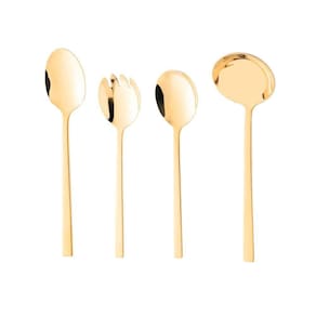 4 Talheres Wolff Firenze De Aço Inox Para Servir Dourado
