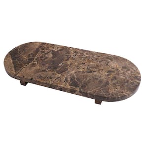 Bandeja Decorativa Oval em Pedra Marrom 34cm KU0075 BTC
