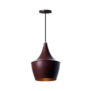 Lustre Pendente Interno Balão Marrom Com Cobre Decoração