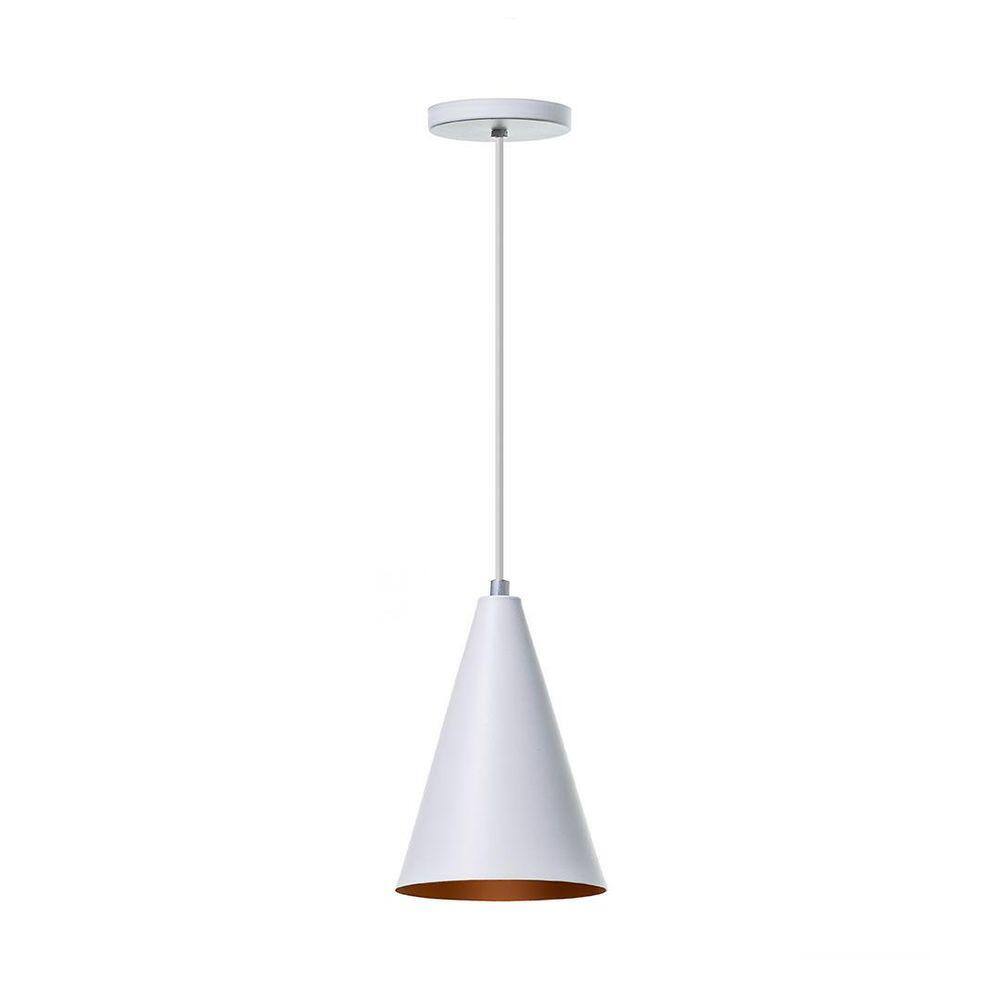 Lustre Pendente Cone P Em Alumínio Branco 18Cm