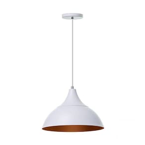 Lustre Pendente Panamá Branco Com Cobre Alumínio