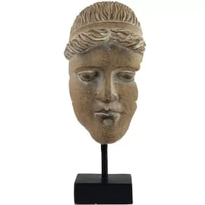 Escultura Decorativa Face em Resina Bege 25cm NK0198 BTC