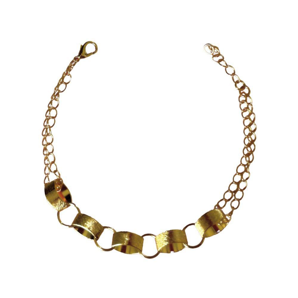 Pulseira Elos Amassados - Banhado em Ouro 18k