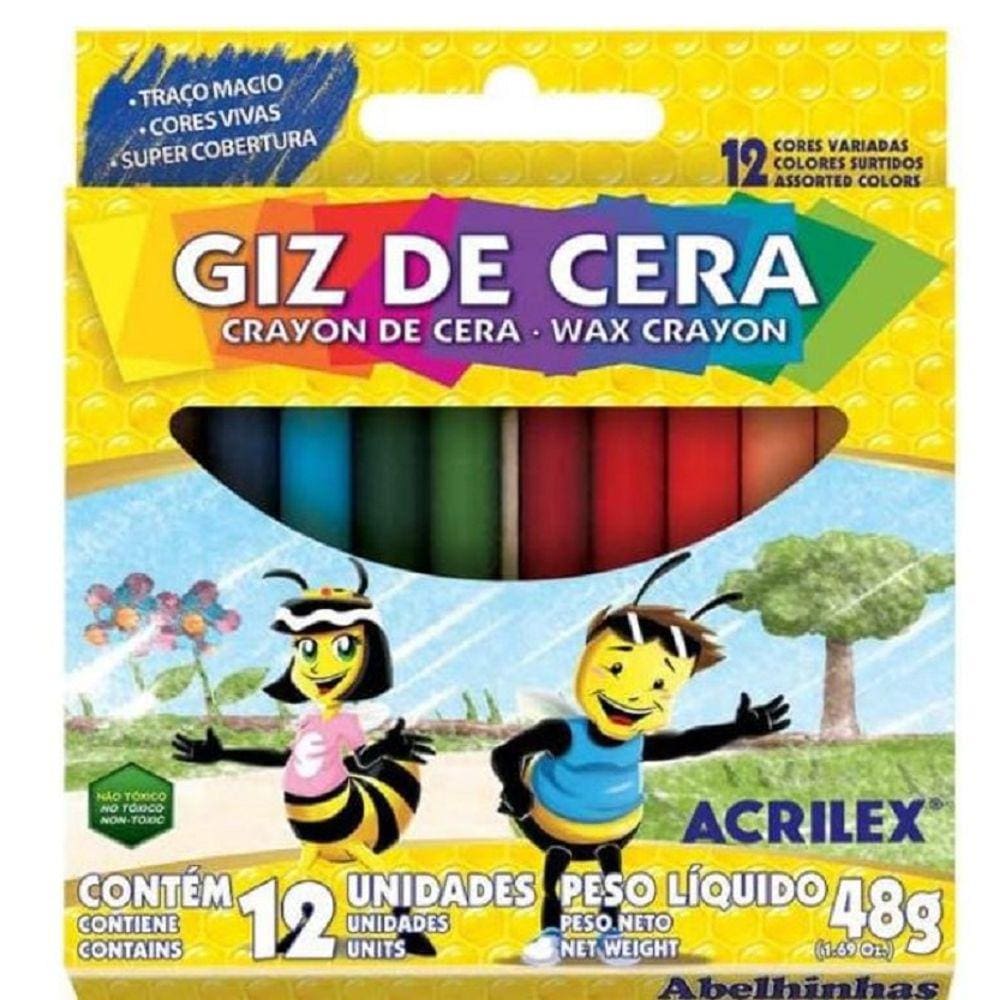 Giz de Cera COMUM 12 Cores - Acrilex