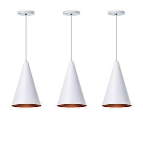Kit 3 Lustre Pendente Cone M Branco Alumínio Decoração