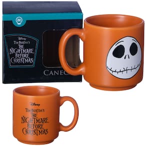 Mini Caneca Jack Skellington Laranja Café Expresso Empilhável Cerâmica 100ML Oficial O Estranho Mundo De Jack Disney