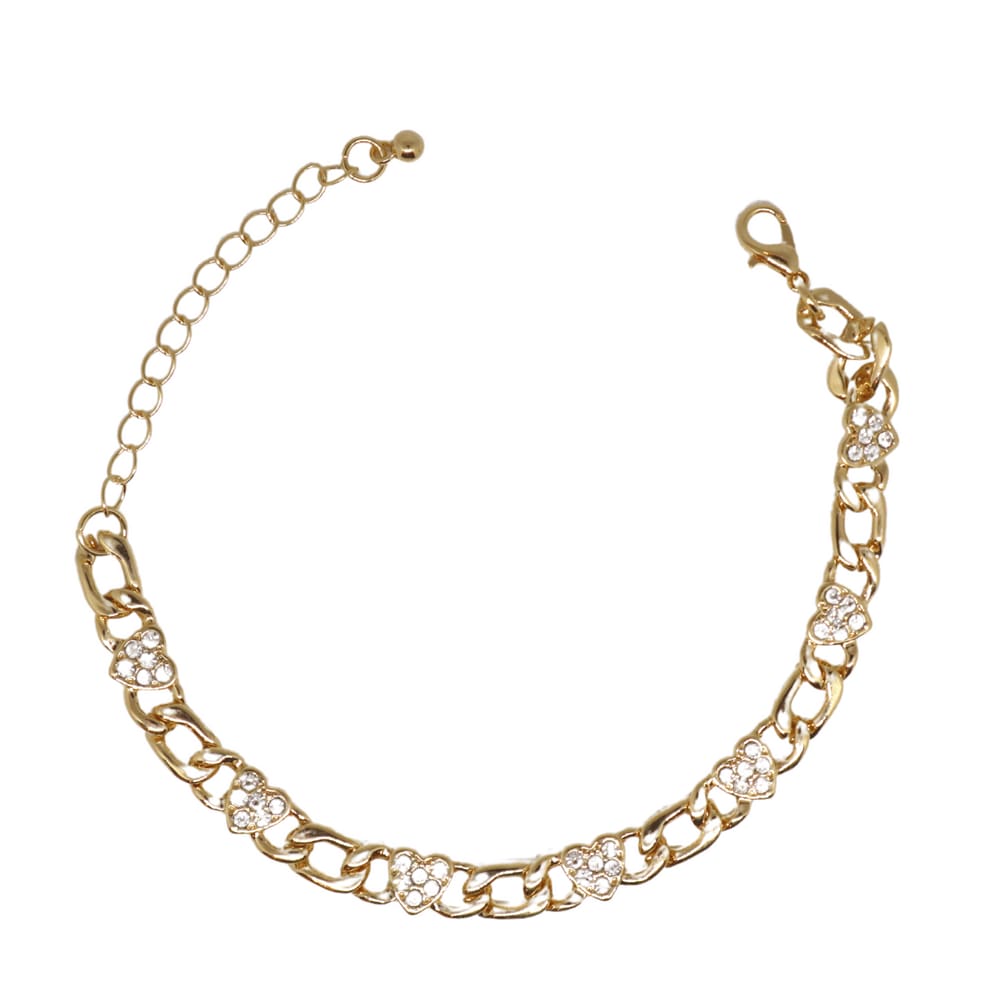 Pulseira Coração Cravejado Corrente