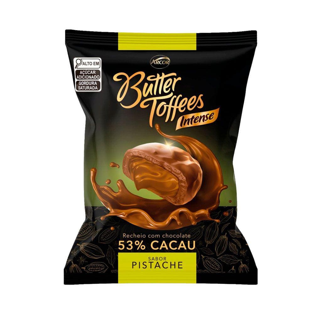 Balas Arcos Butter Toffees Intense Pistache 53% Cacau 90g
