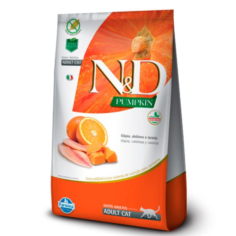Ração N&D Pumpkin Gatos Adultos Tilápia, Abóbora e Laranja 1,5kg