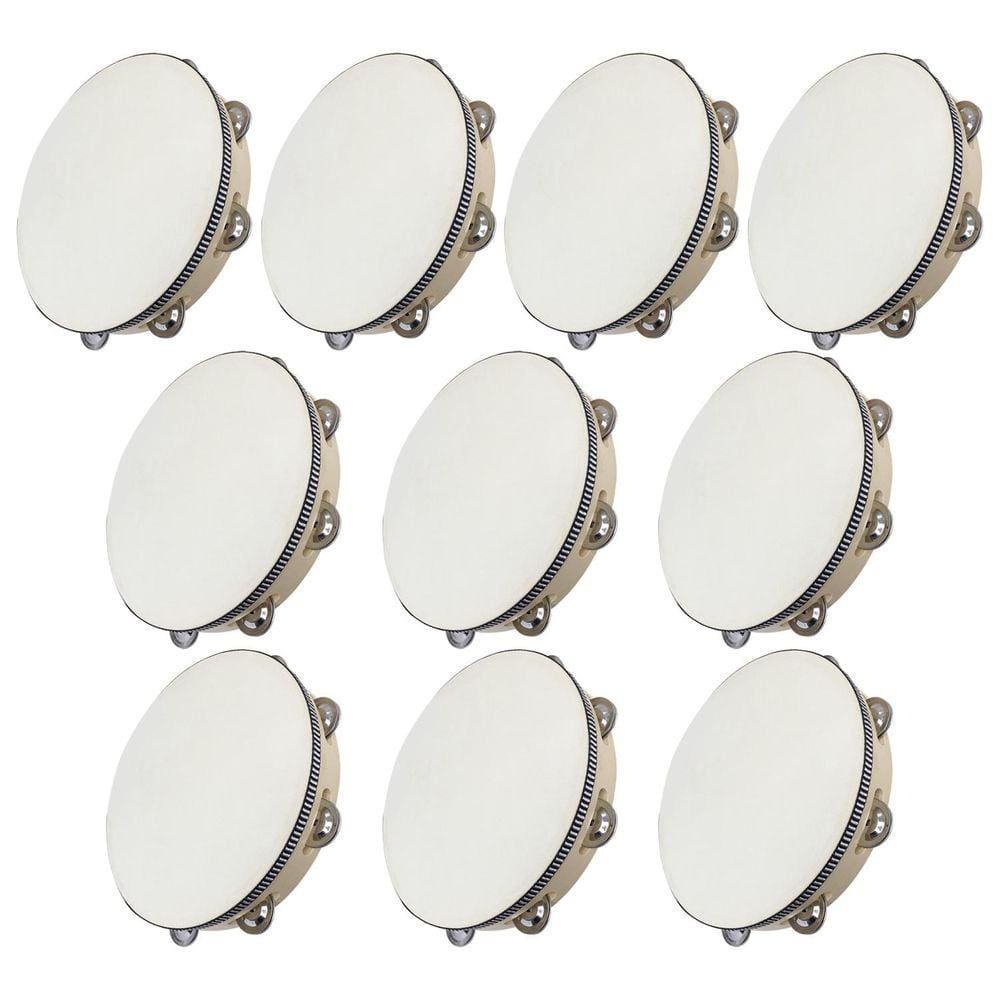 Kit 10 Pandeiros Redondo de Madeira 10” Pele Natural New York
