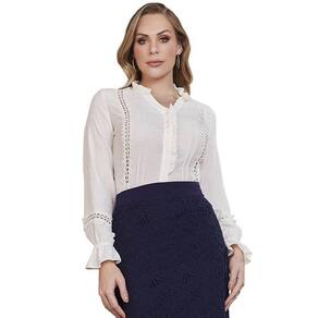 Camisa Fascinius com entremeios de guipir 500018