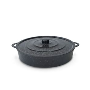 Paejeira Paellera Fundida Alumínio Batido Grosso Com Tampa 30cm - Preto