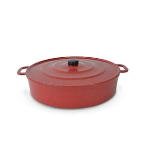 Paejeira Paellera Fundida Alumínio Batido Grosso Com Tampa 34cm - Vermelho