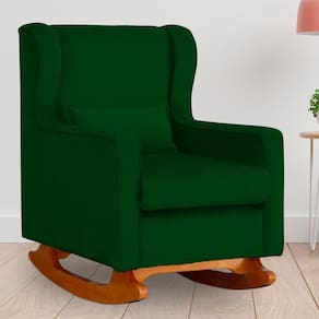 Poltrona Amamentação Balanço Aurora Suede Verde - LM DECOR
