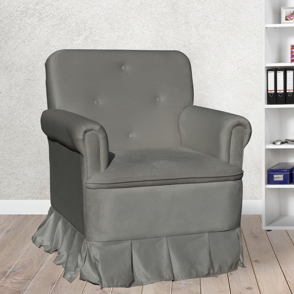 Poltrona Amamentação Laura Veludo Cinza - LM DECOR