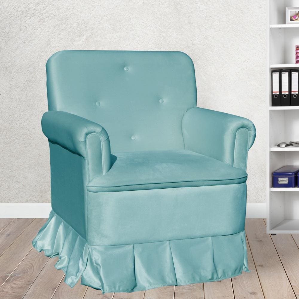 Poltrona Amamentação Laura Veludo Azul Turquesa - LM DECOR