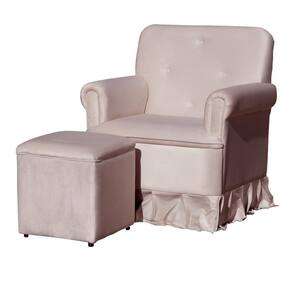 Poltrona Amamentação Com Puff Laura Veludo Rose - LM DECOR