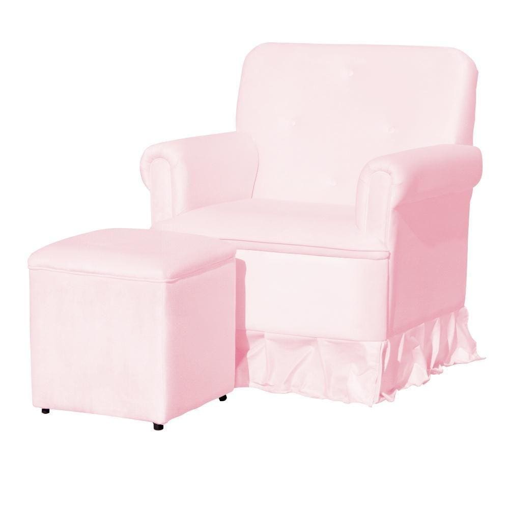 Poltrona Amamentação Com Puff Laura Suede Rosa Bebe - LM DECOR