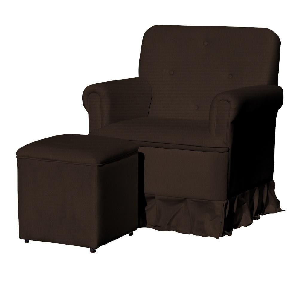 Poltrona Amamentação Com Puff Laura Suede Marrom - LM DECOR