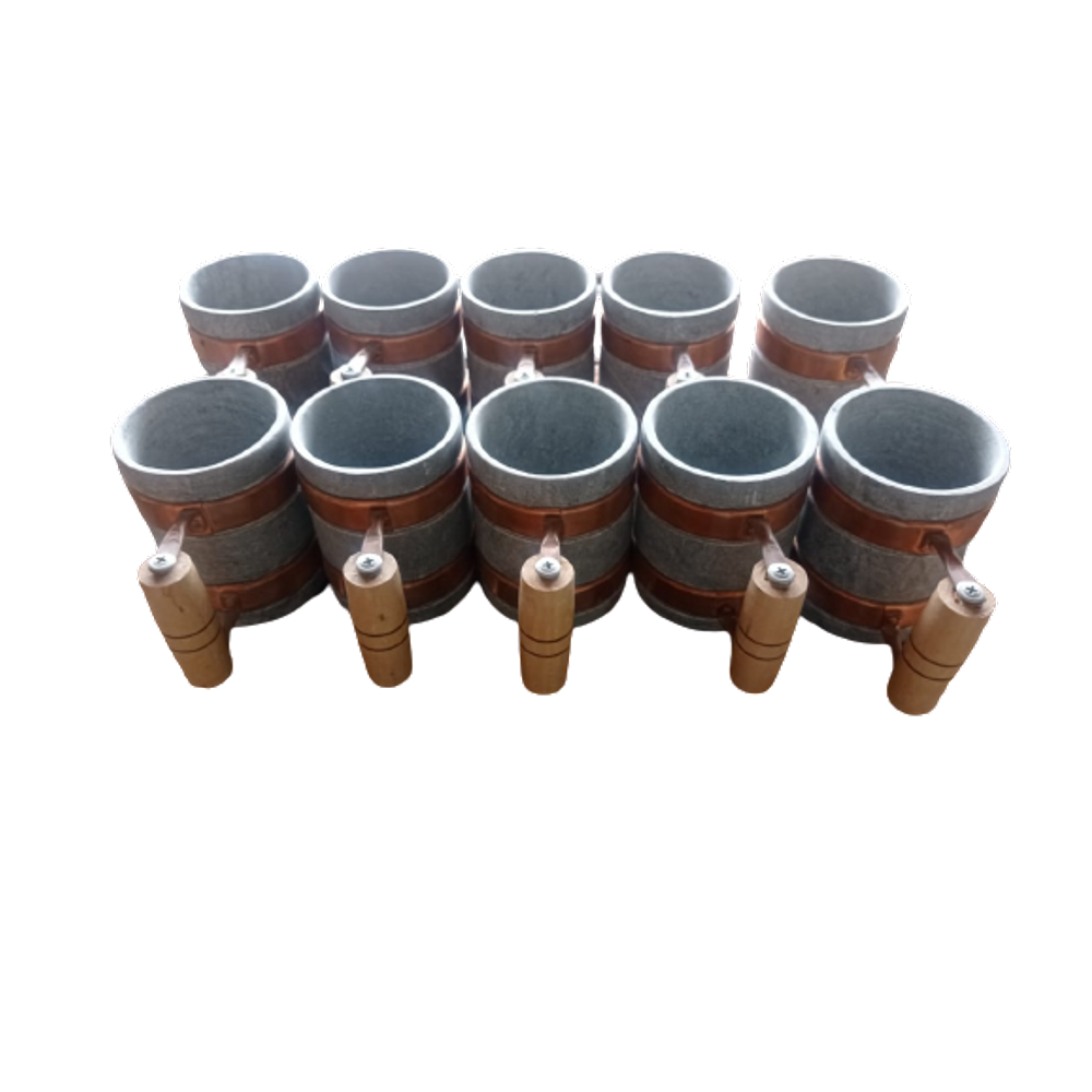 Kit de 10 copos em pedra sabão de 350 ml