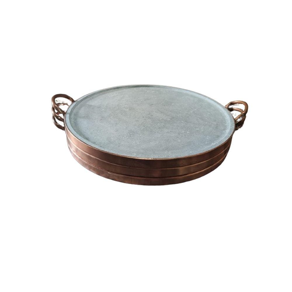 Kit com 3 formaa de pizza em pedra sabão de 35 cm externo