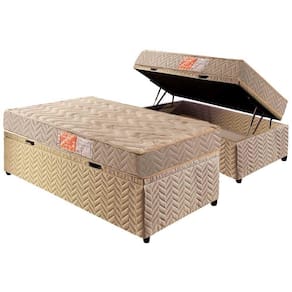 Cama Box Baú Solteiro: Colchão Espuma Paropas D33 Pasquale + Base CRC Suede Clean(88x188)